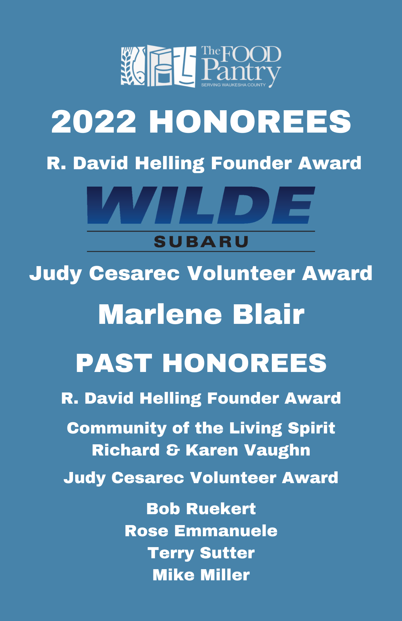 2022 Honorees Wilde Subaru and Marlene Blair
